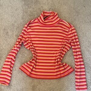 Striped Turtleneck Women's Top